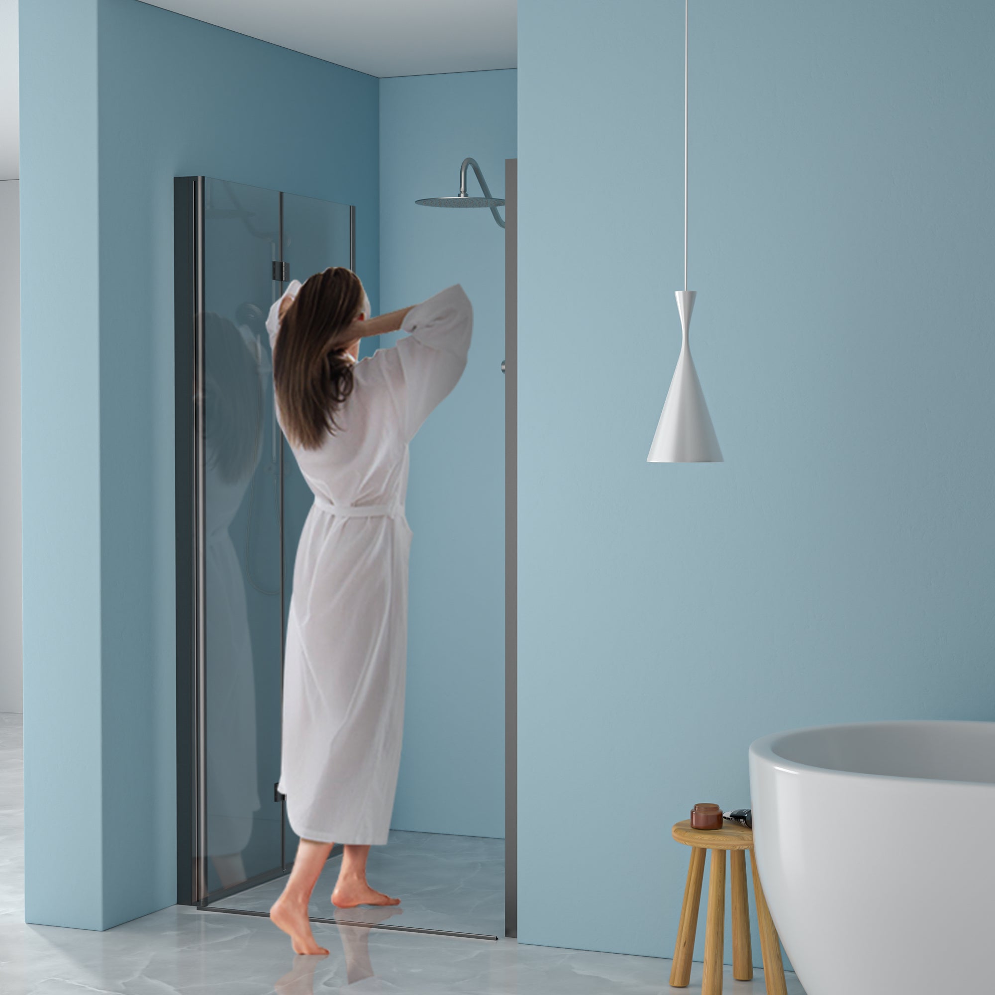 30"W x 72"H Fold Frameless Shower Door with Tempered Glass