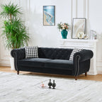 Chesterfield Velvet Upholstery Fabric Sofa - 3 Seater