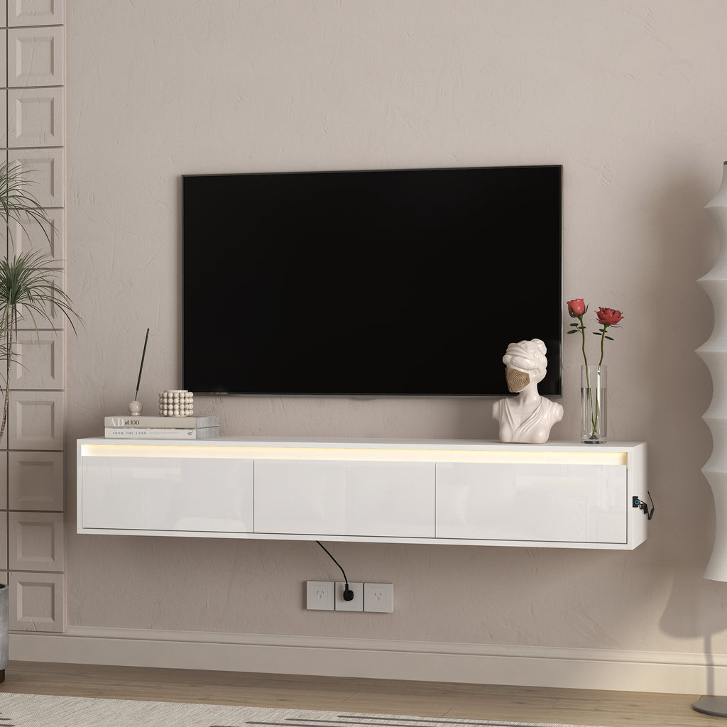 High-Gloss Suspended TV Cabinet