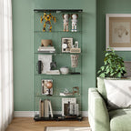 Glass Display Cabinet with 5-Shelf Double Doors and Lock
