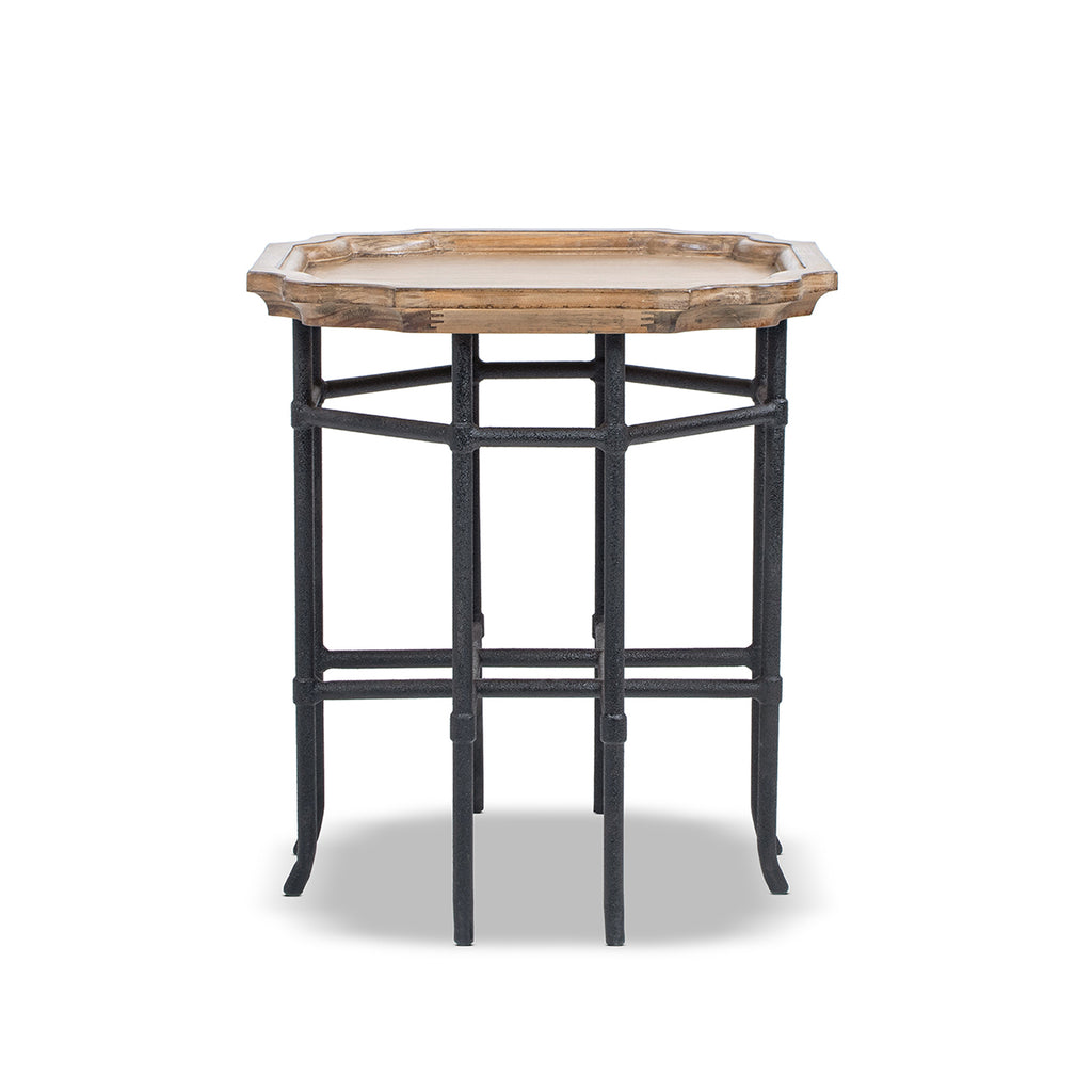 Foundry 24" Square Reclaimed Pine Wood & Iron Side Table