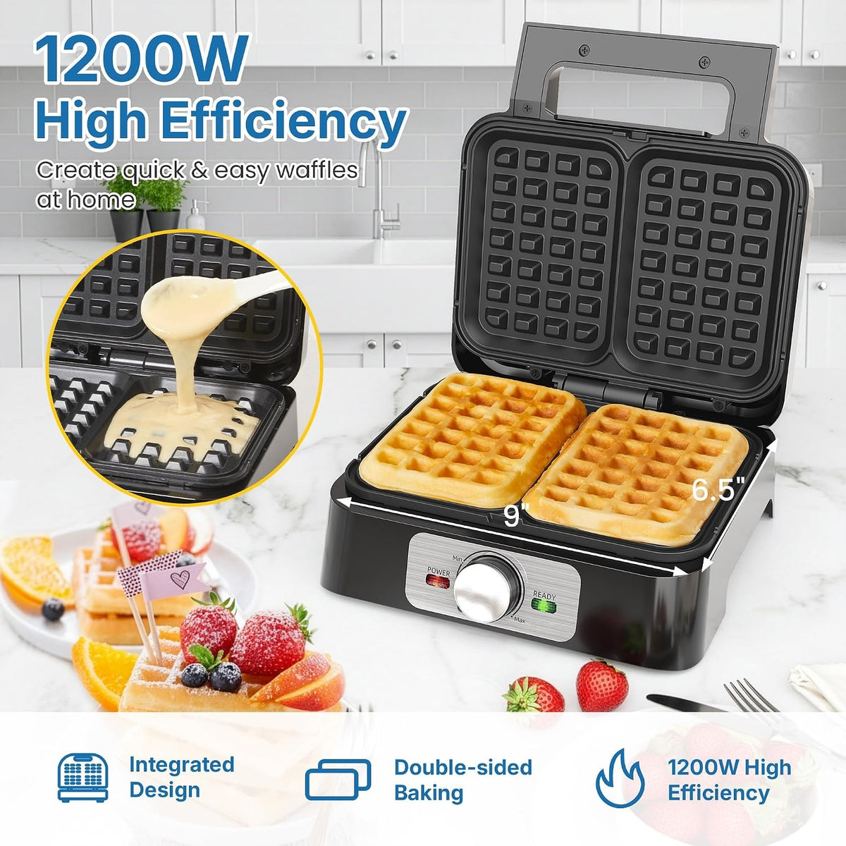 Belgian Waffle Iron 2 Slices
