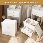 3-in-1 Dressing Table with LED Mirror & Storage Stool