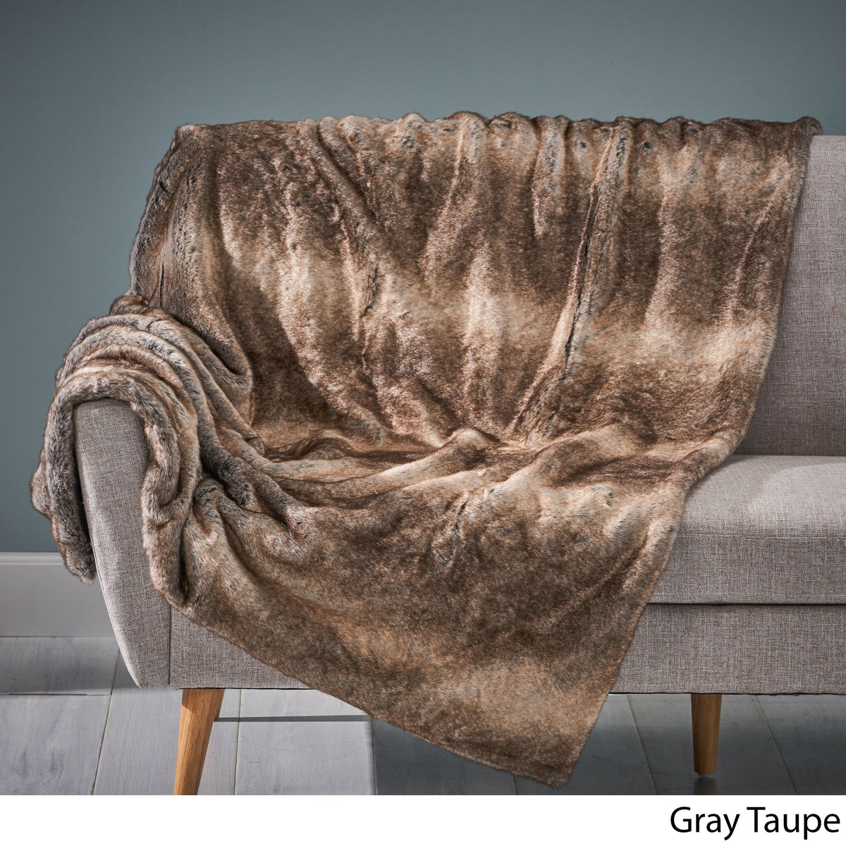 Faux Fur Throw Blanket, 60 x 50 Inches, Brown
