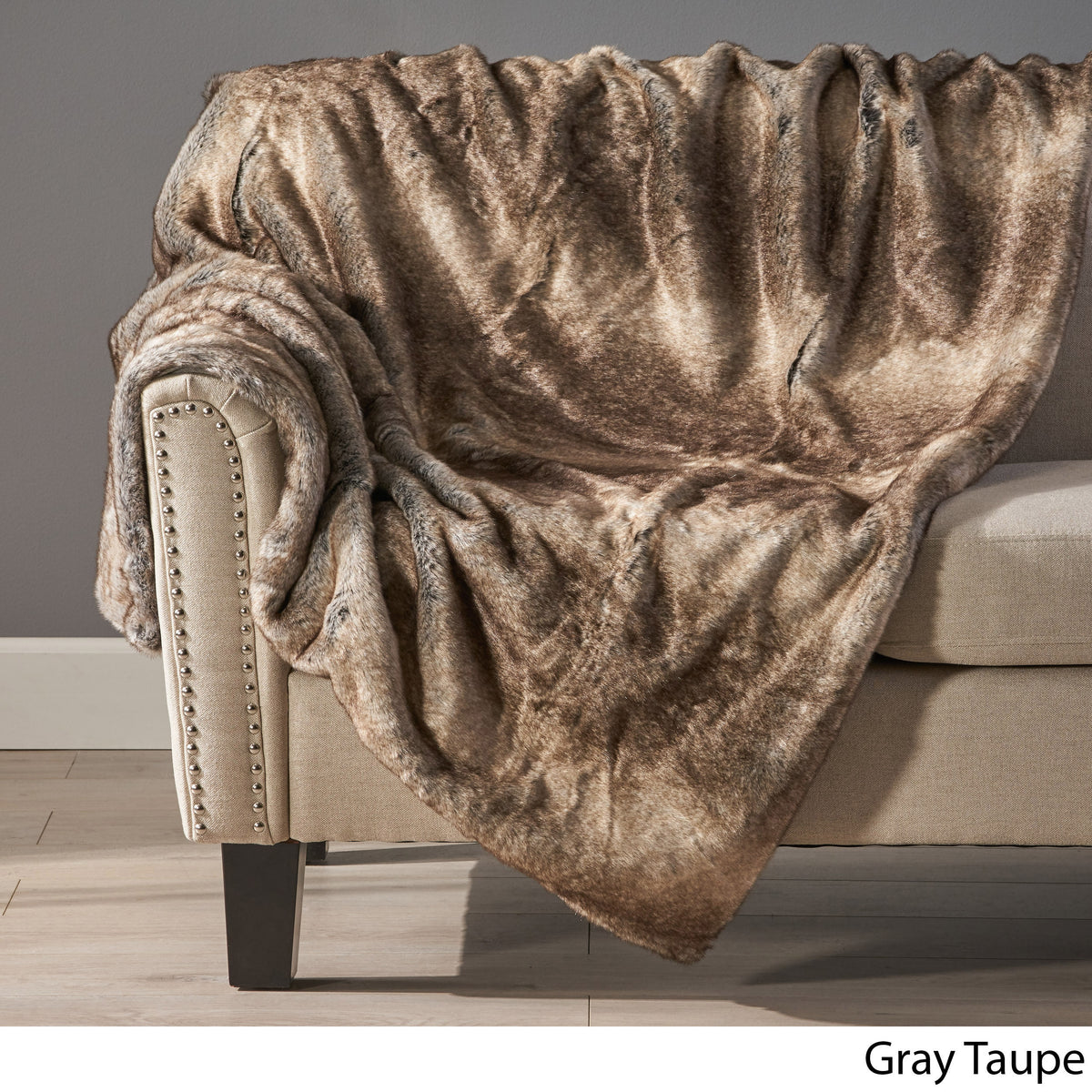 Faux Fur Throw Blanket, 60 x 50 Inches, Brown