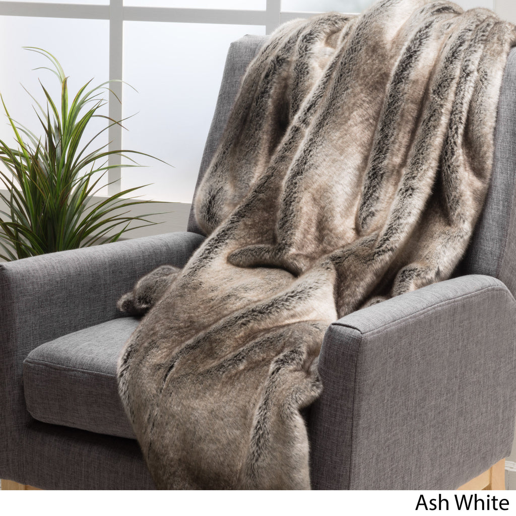 Faux Fur Throw Blanket, 60 x 50 Inches, Brown