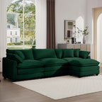 Corduroy 3-Seater Sofa with Ottoman