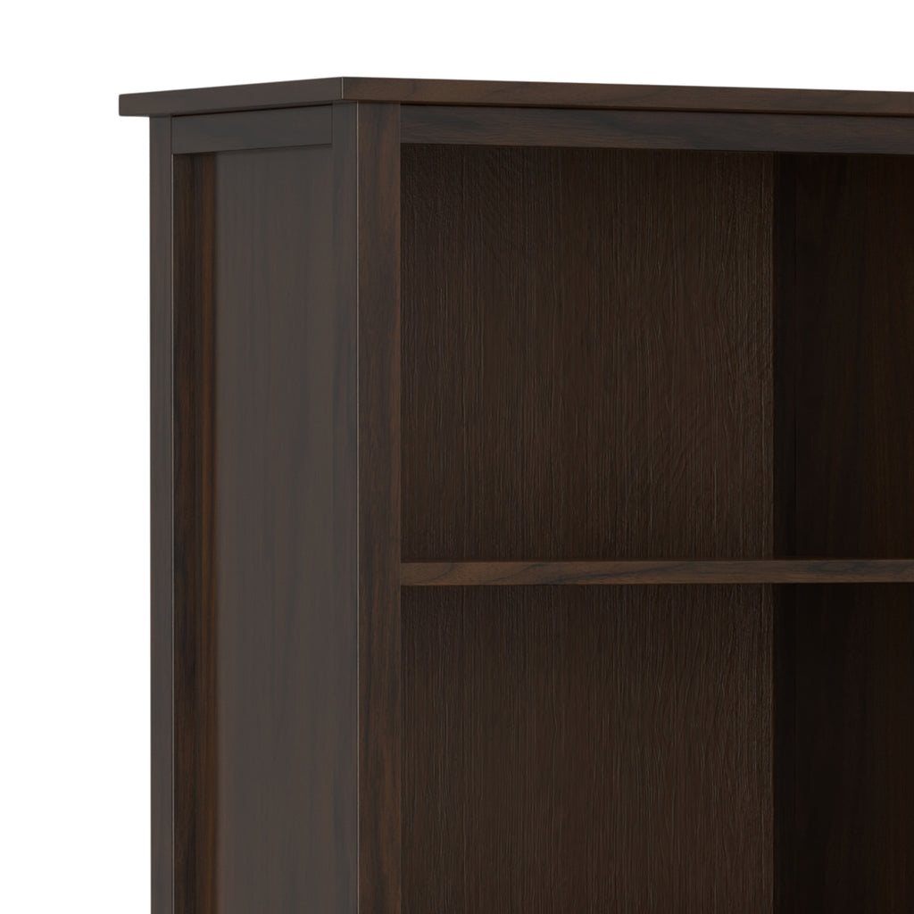 Warm Shaker 72 Inch Tall Solid Wood 5 Shelf Bookcase in Brunette