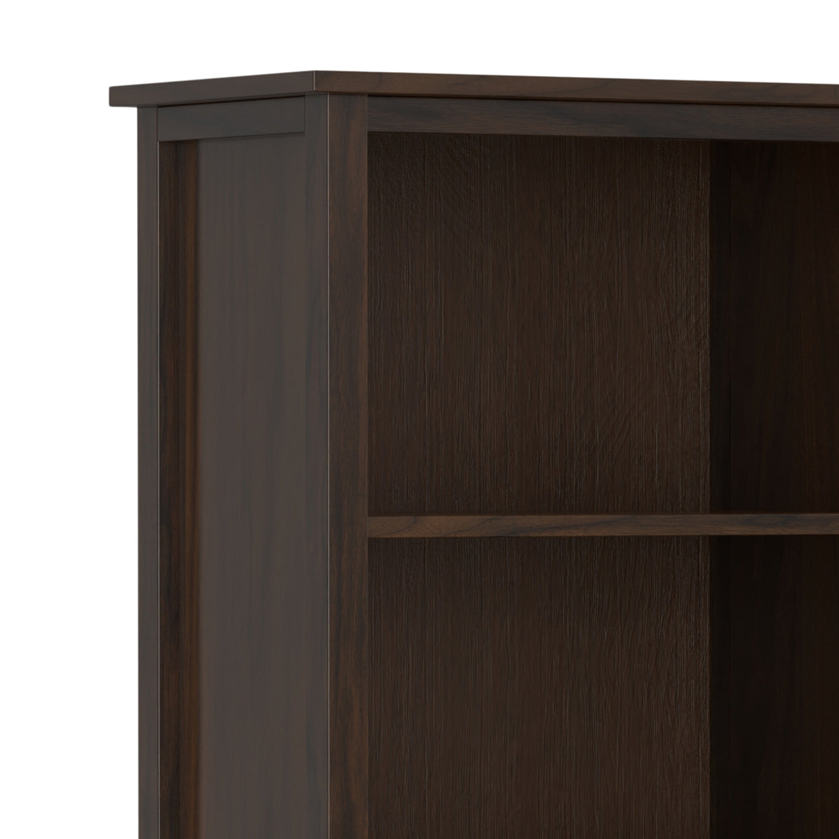 Warm Shaker 72 Inch Tall Solid Wood 5 Shelf Bookcase in Brunette