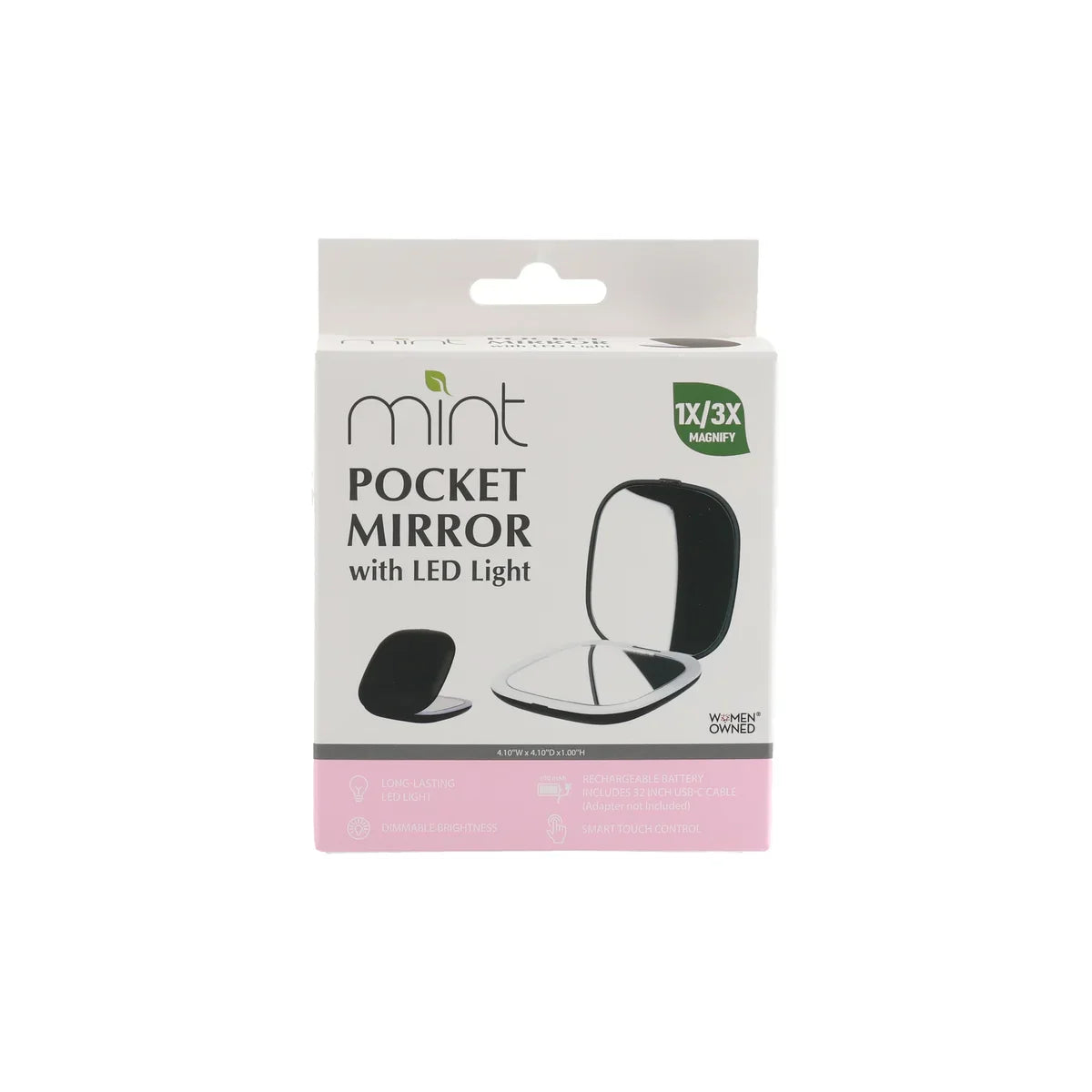 Black - 1x/3x Magnifiying Rechargeble LED Compact Makeup Mirror