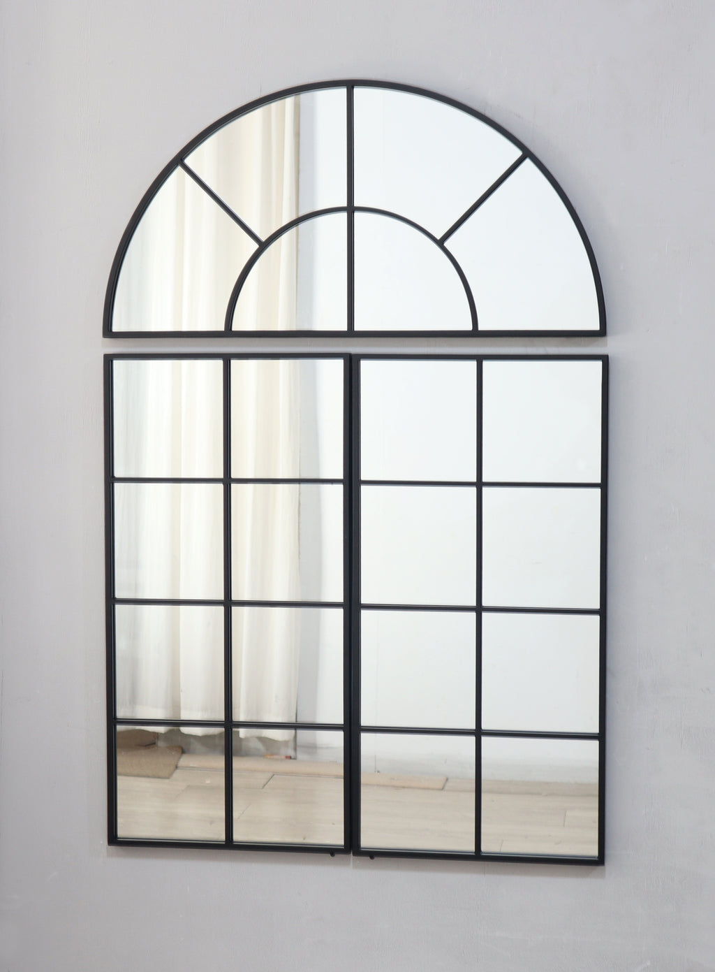 30" x 45" Large Arched Wall Mirror with Three Separate Sections