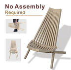Folding Acacia Wood Outdoor Lounge Chair