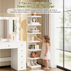 Makeup Vanity Desk with 11 Hollywood Bulbs and 7-Tier Storage Shelves