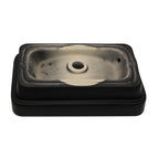 19"x12" White & Black Semi-Recessed Ceramic Bathroom Sink