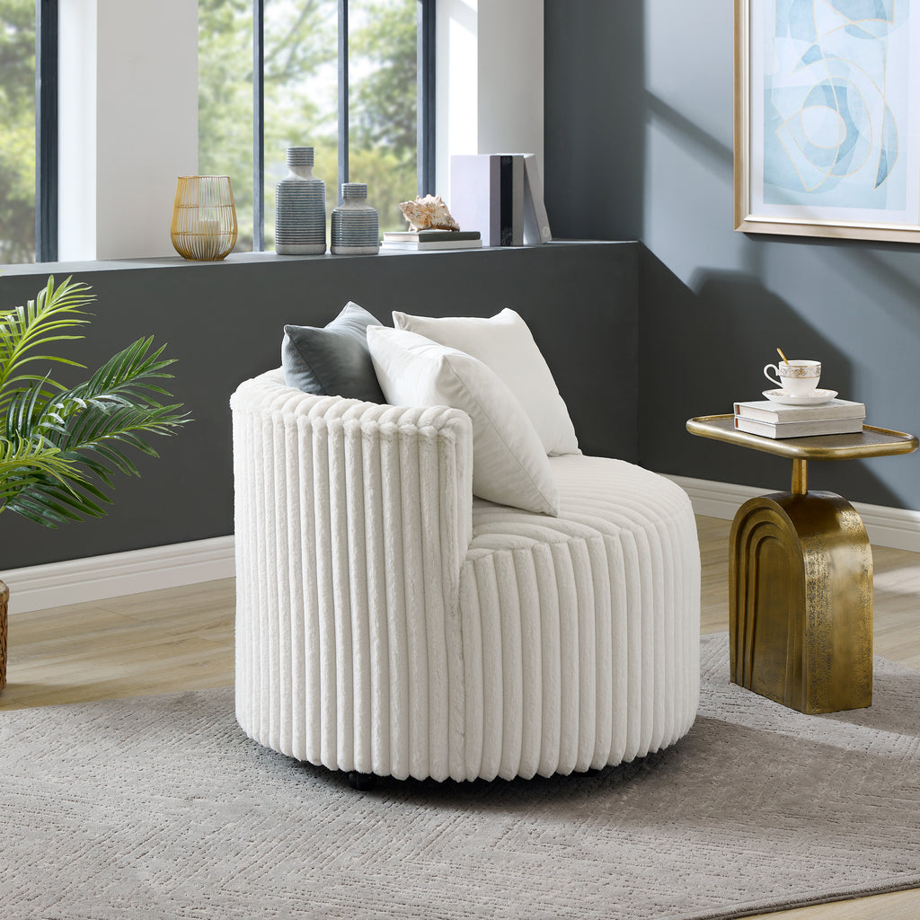 Malna Plush Wide Wale Corduroy Upholstered Barrel Accent Chair