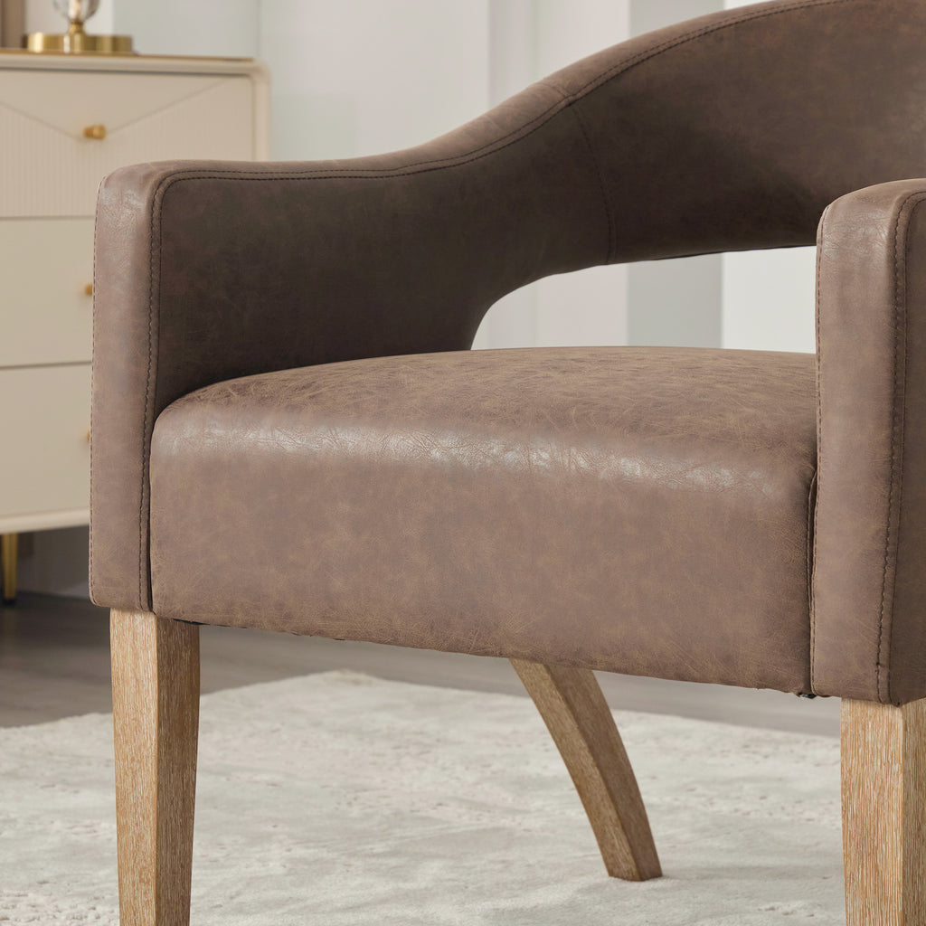 Modern Upholstered PU Open Back Accent Armchair