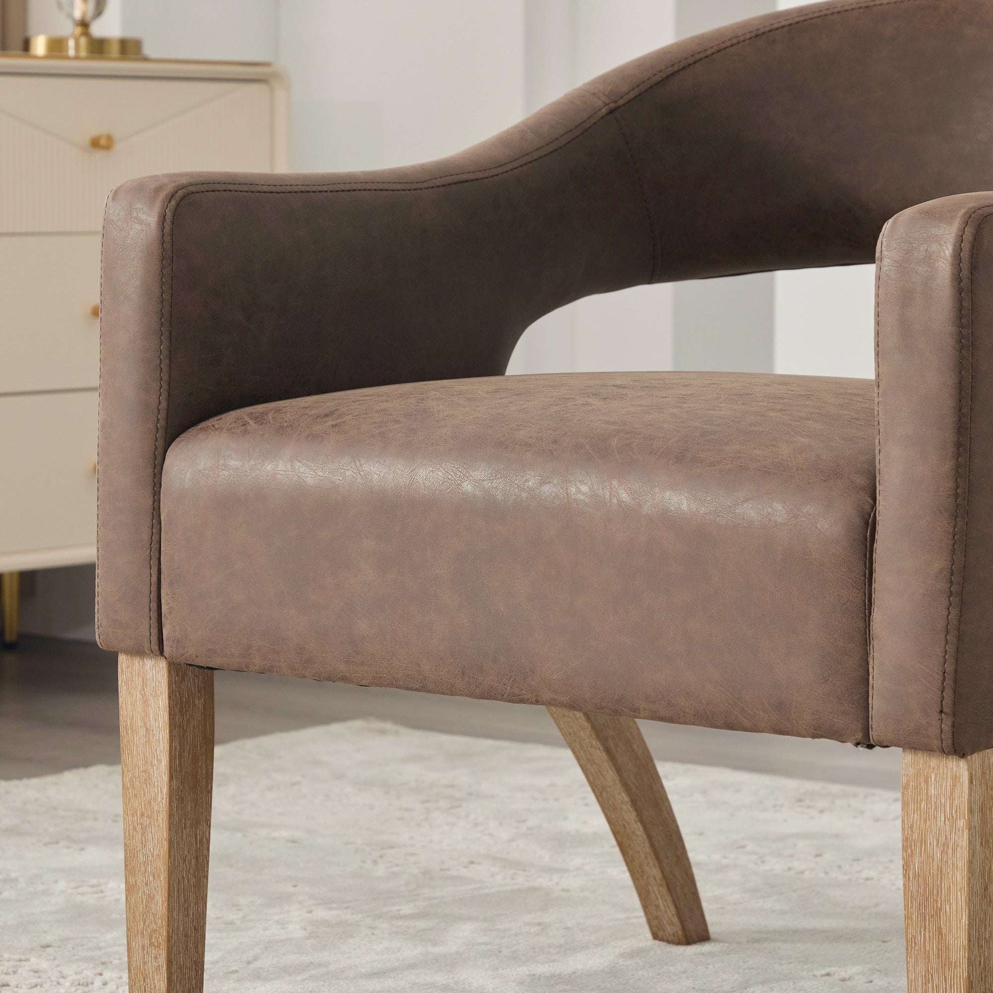 Modern Upholstered PU Open Back Accent Armchair