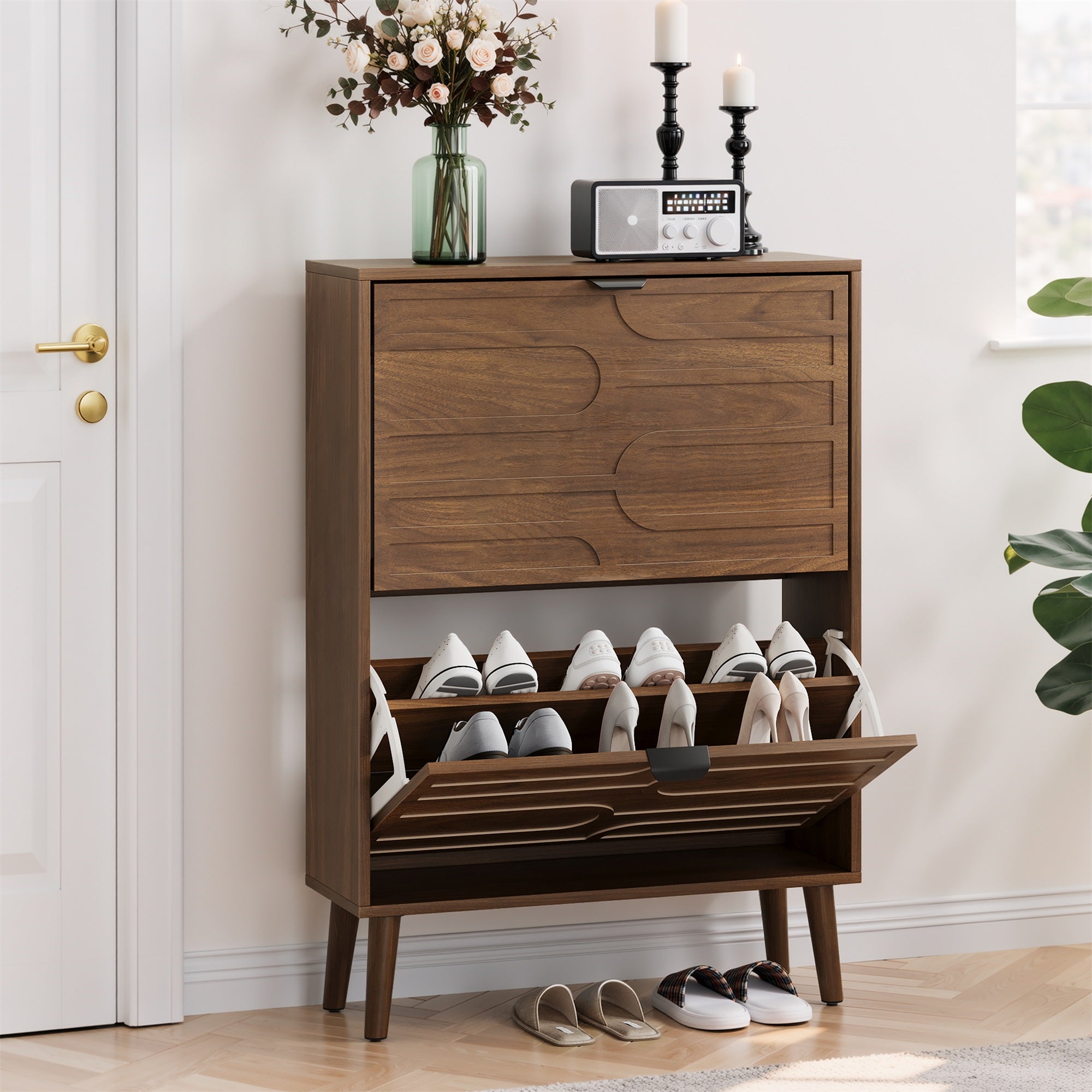Medieval Modern Independent Shoe Cabinet, 23.62-inch