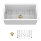 32" Undermount Single Bowl Fireclay Kitchen Sink