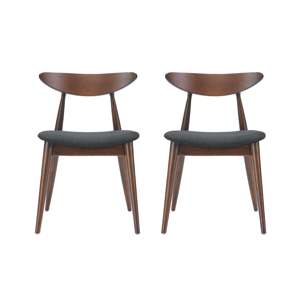 Set of 2 Retro Rubberwood Chairs with Ergonomic Back & Plush Cushions