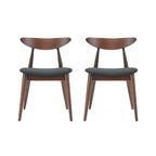 Set of 2 Retro Rubberwood Chairs with Ergonomic Back & Plush Cushions