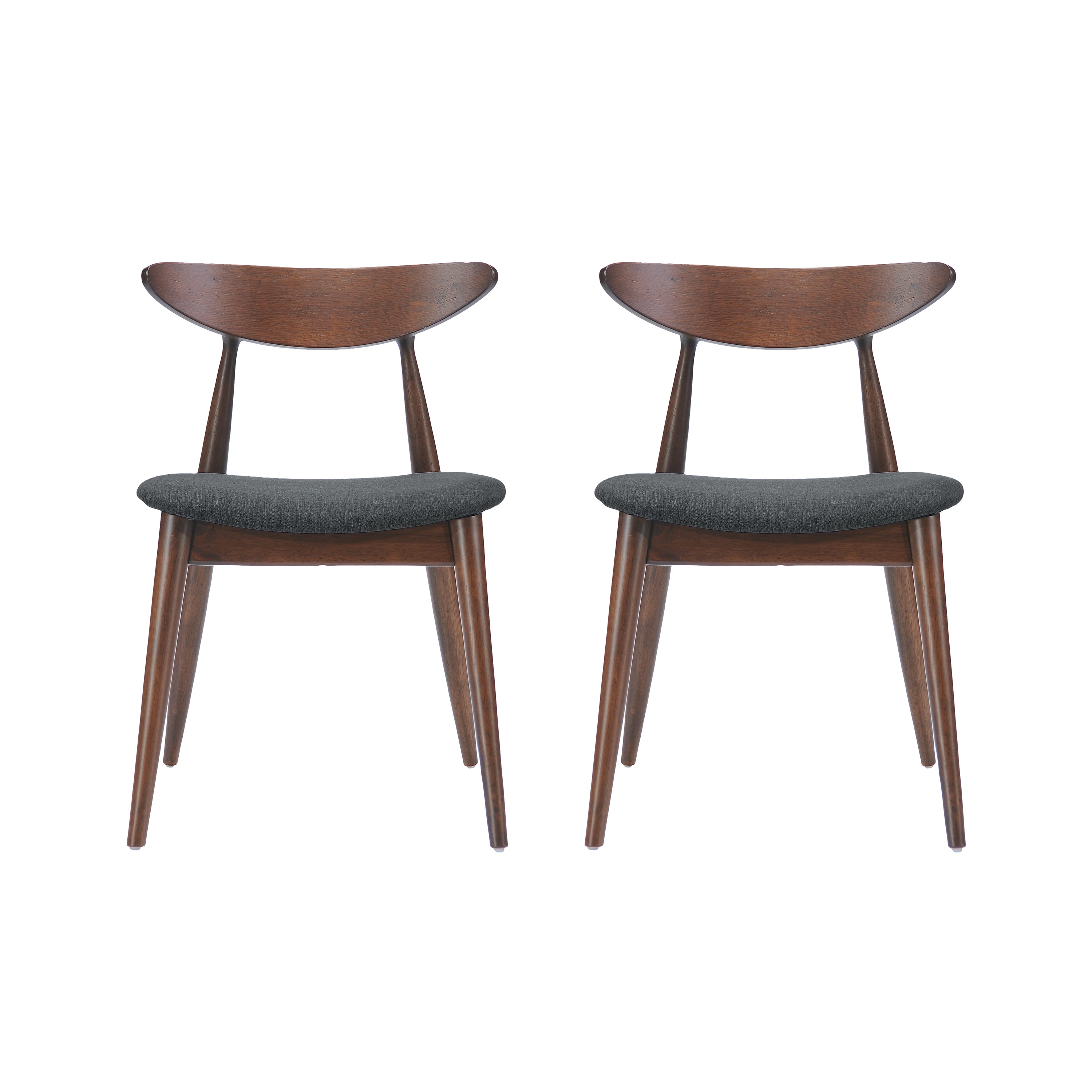 Set of 2 Retro Rubberwood Chairs with Ergonomic Back & Plush Cushions