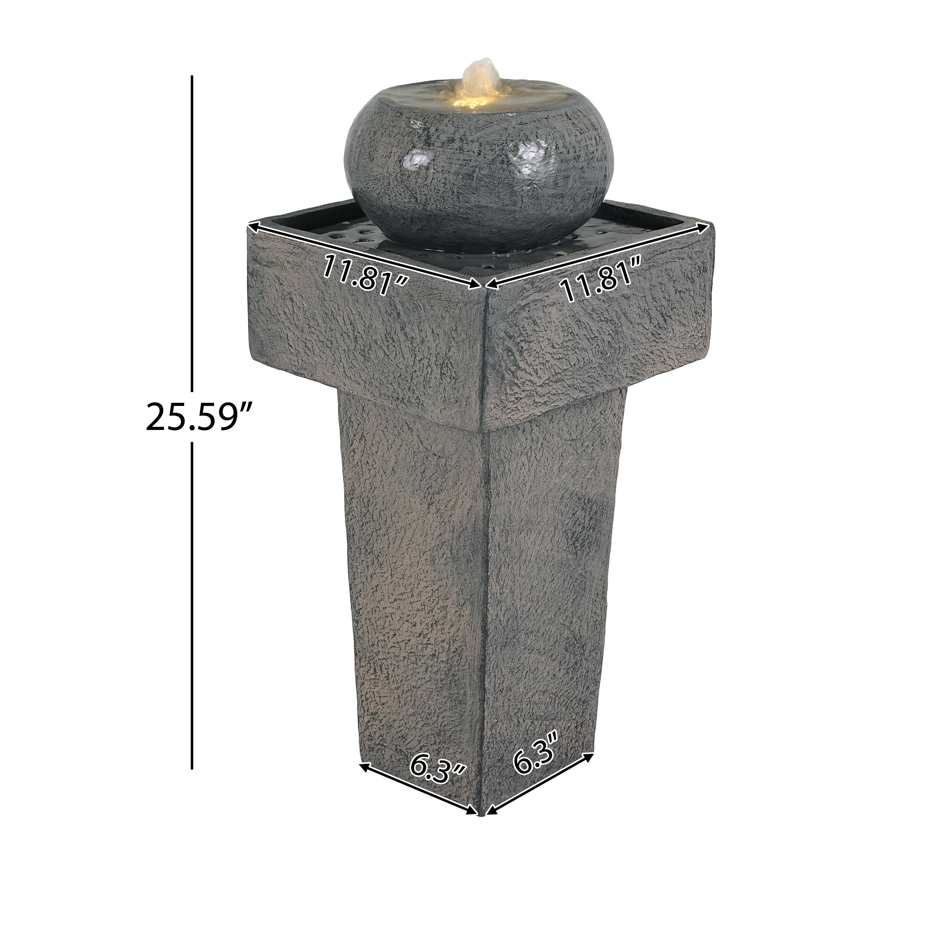25.59"H Minimalist Concrete Column Fountain