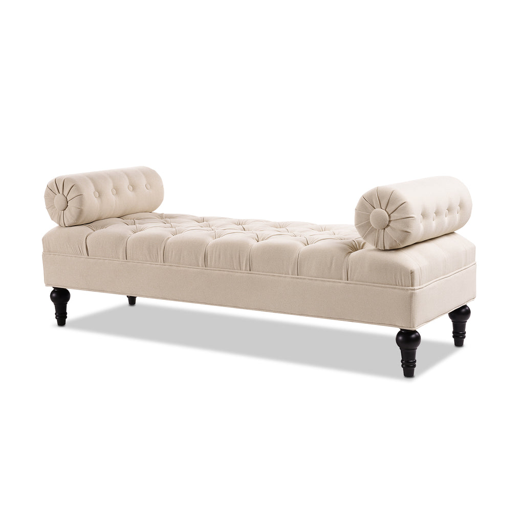 Lewis Bolster Arm Entryway Bench, Sky Neutral