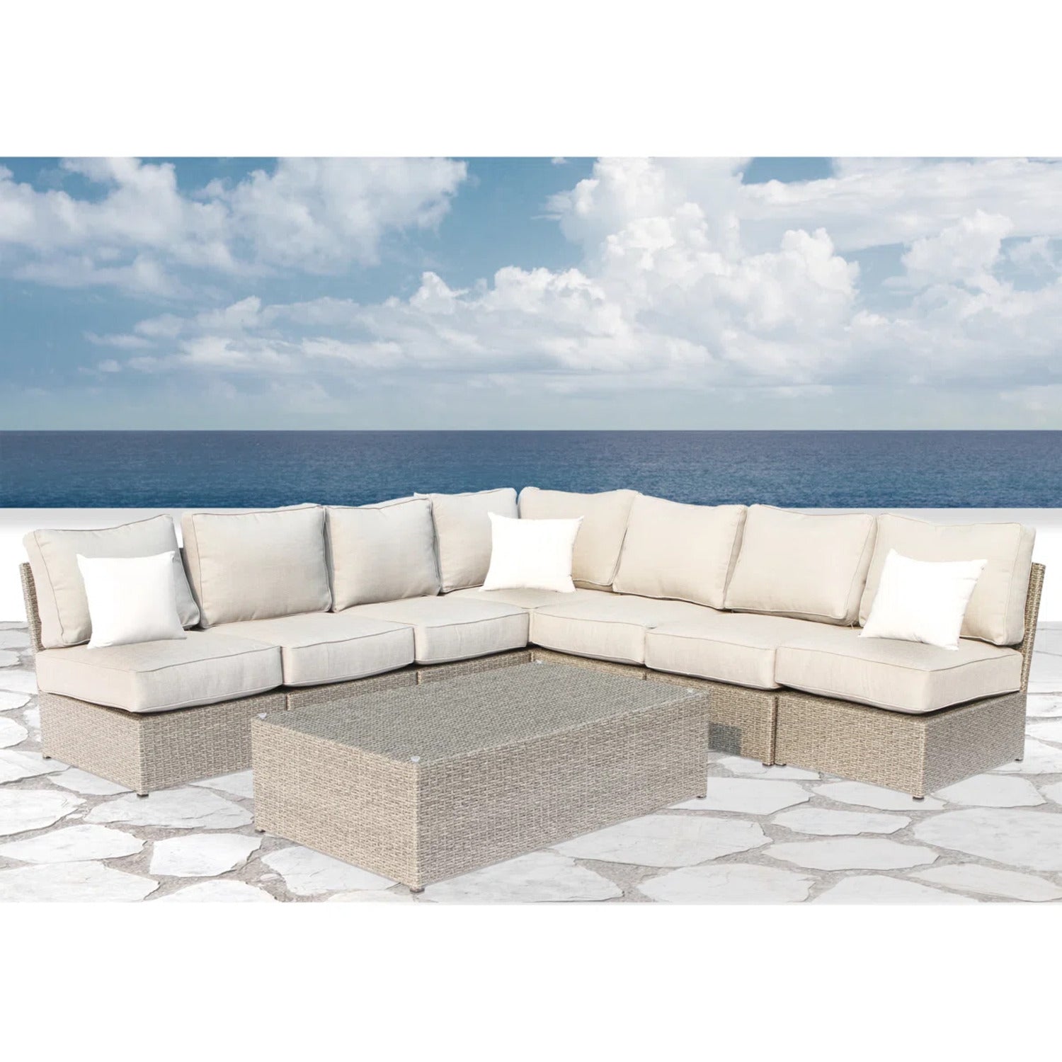 Fully Assembled 6-Seat All-Weather Wicker Patio Set with Cushions