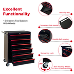 Rolling Metal Tool Chest with 6 Drawers
