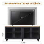 ON-TREND Farmhouse TV Stand with Tempered Glass Doors