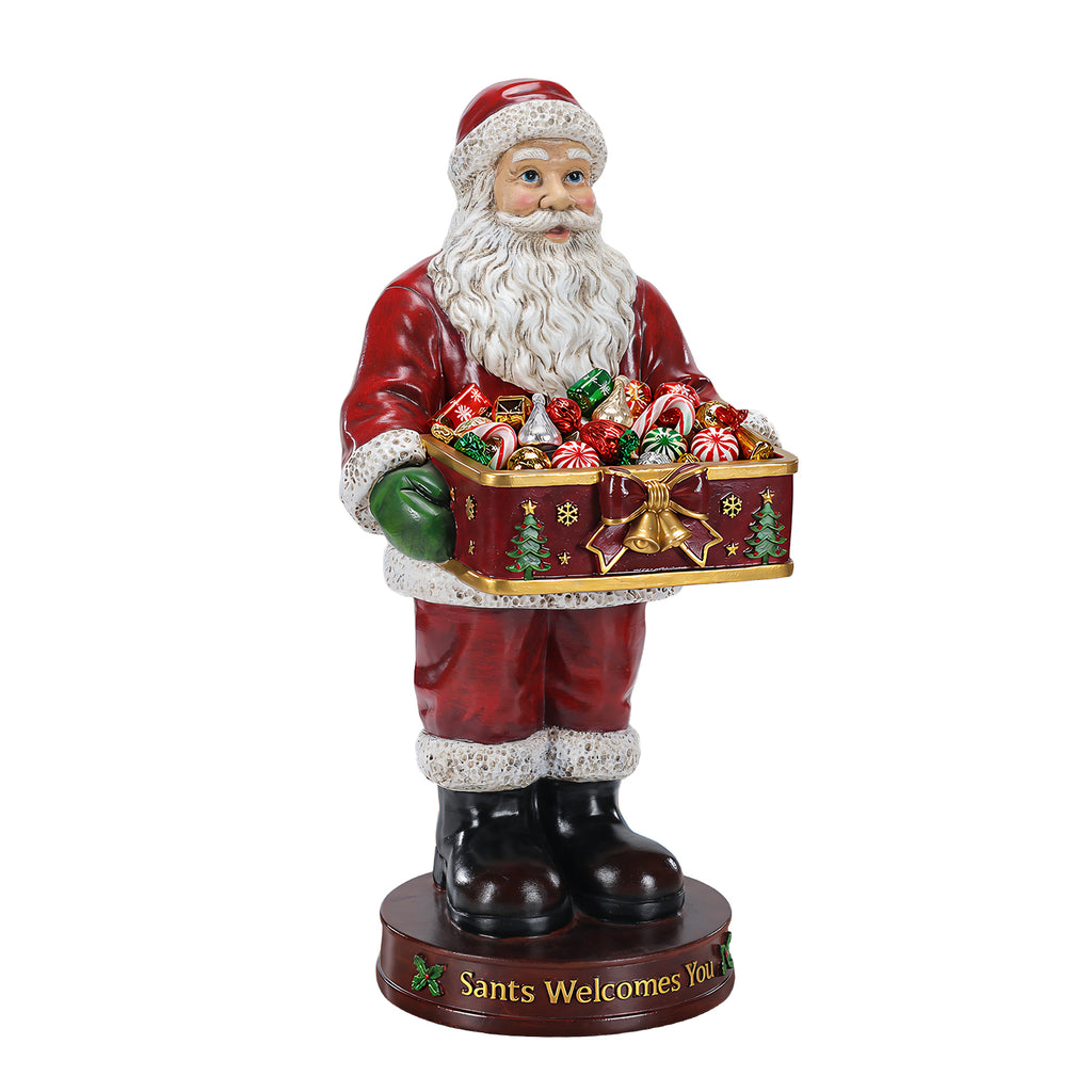 Christmas Santa Claus Statue with Storage Tray, Red and White