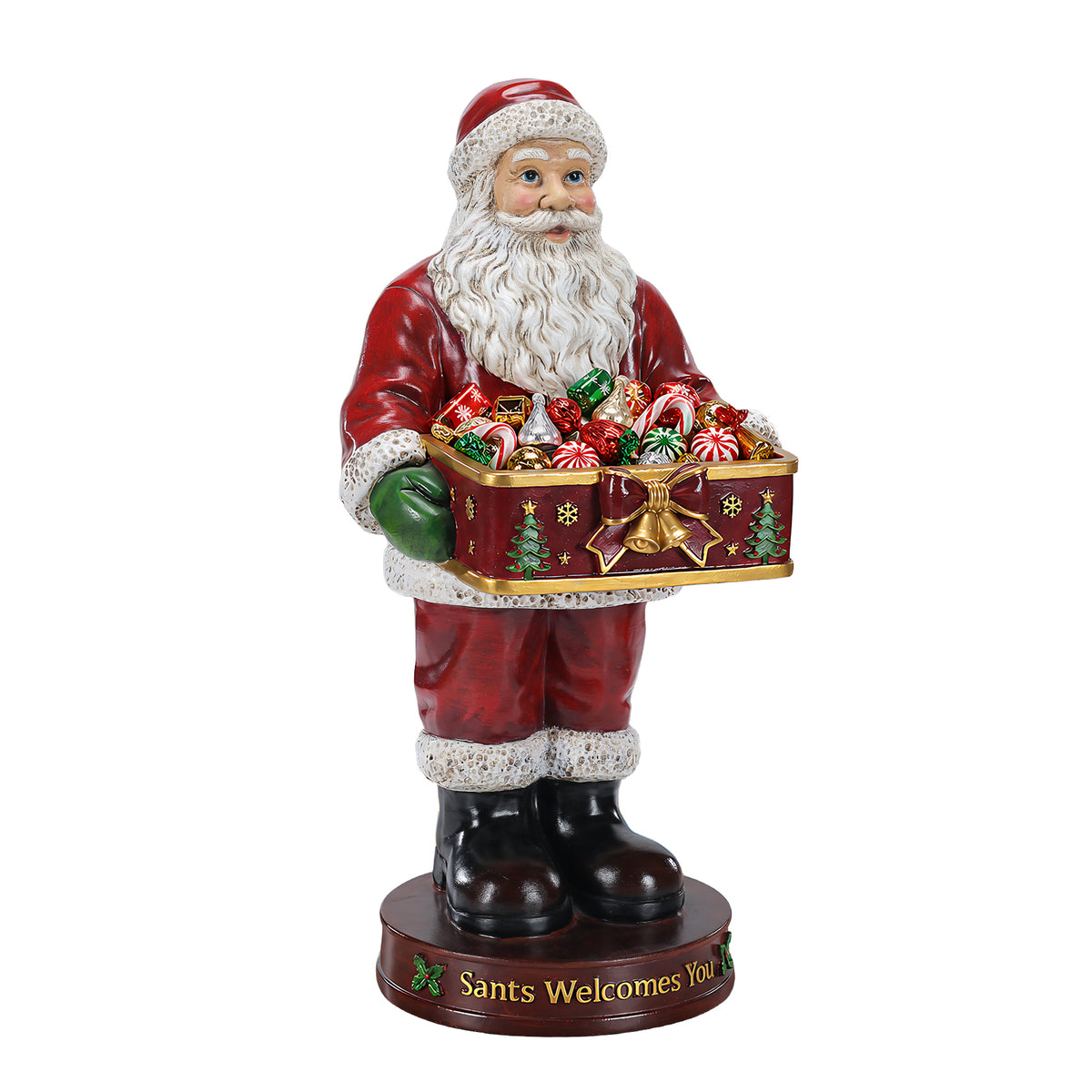 Christmas Santa Claus Statue with Storage Tray, Red and White