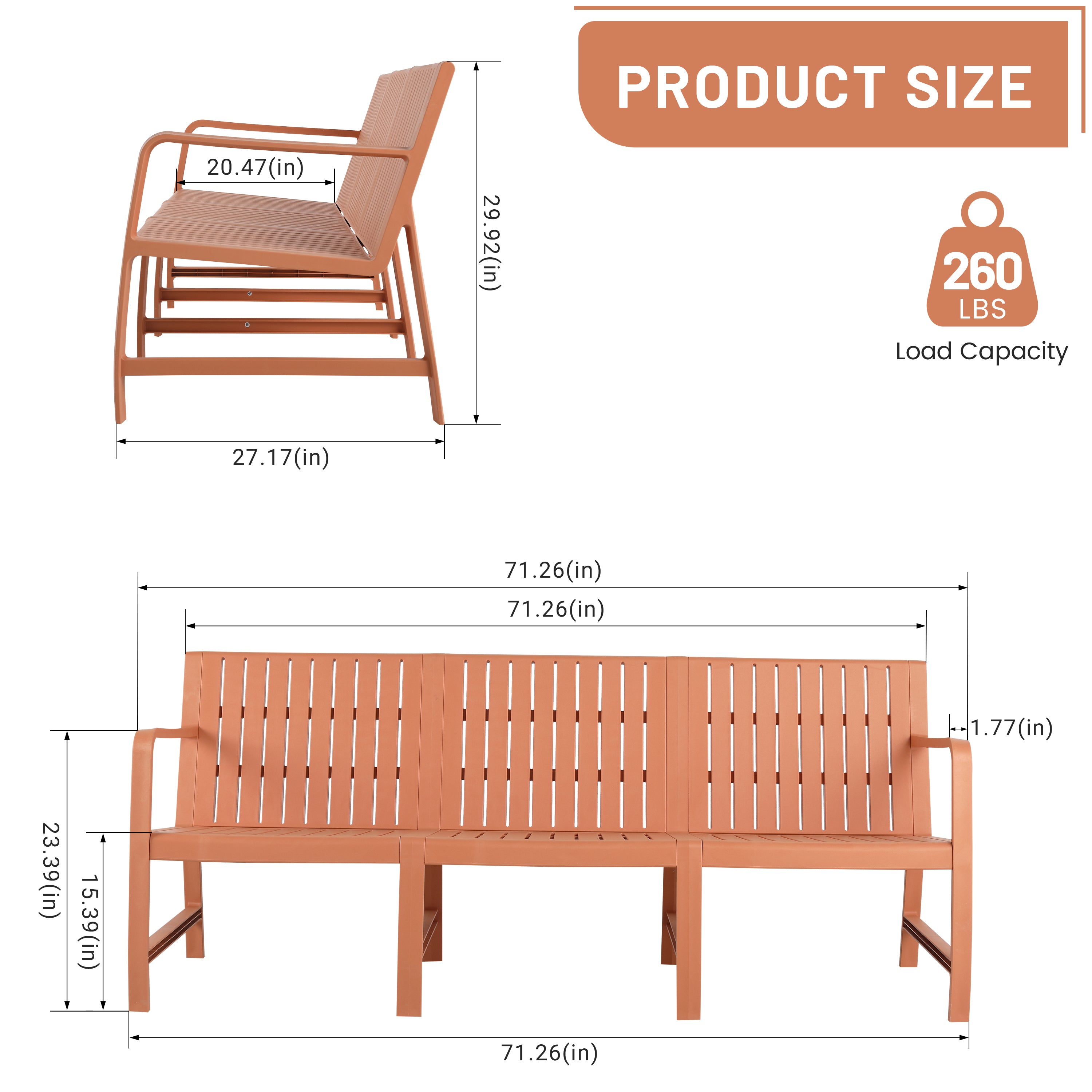 Summer 1-Piece Indoor/Outdoor 3-Seater Sofa