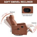 Orange Heat Massage Manual Recliner Chair with Rocker and Swivel in Fabric for Living Room