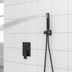 Dual Shower Head - 12 Inch Wall Mounted Square Shower System with Rough-in Valve, Matte