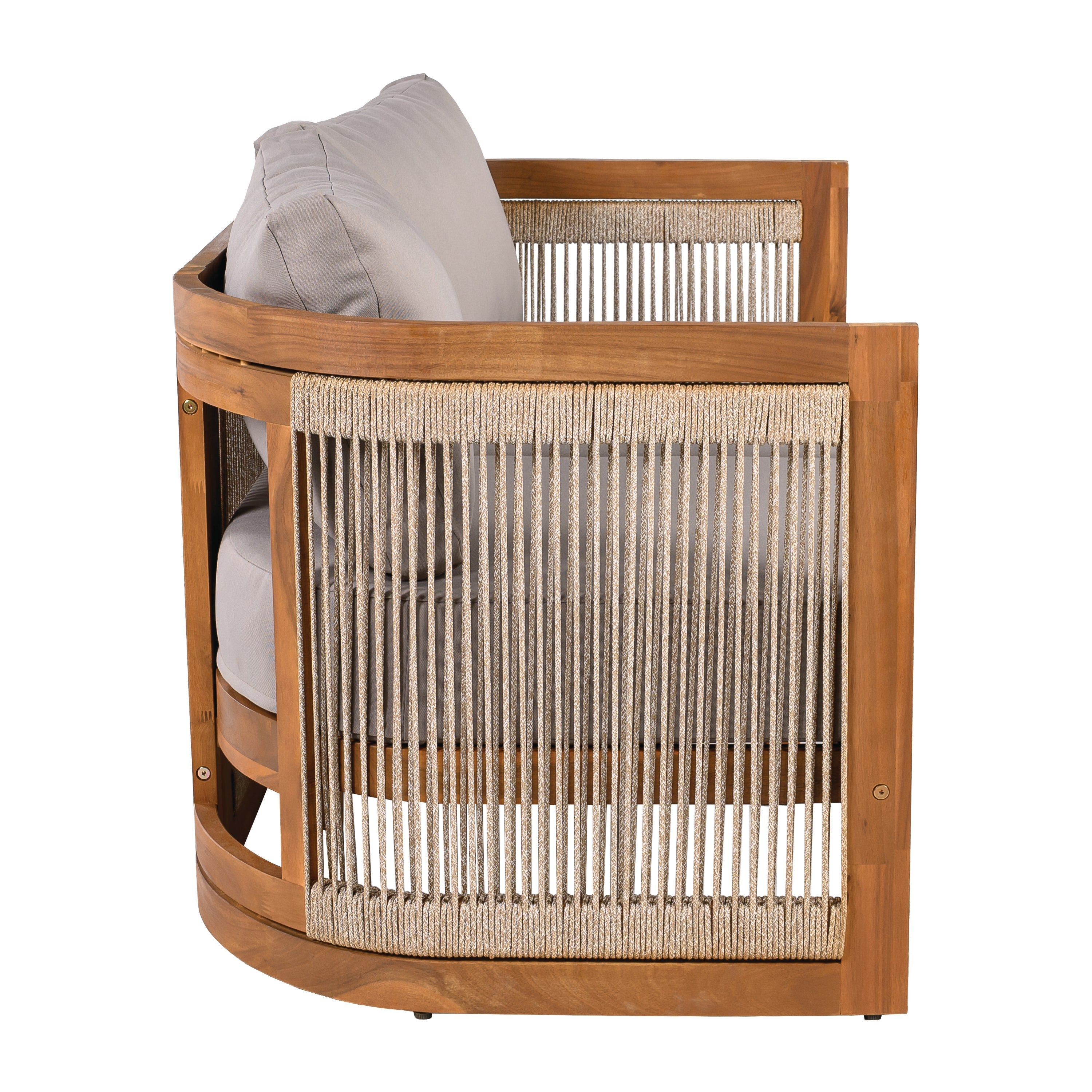 4-Piece Patio Seating Group with Acacia Wood and Woven Rope Accents