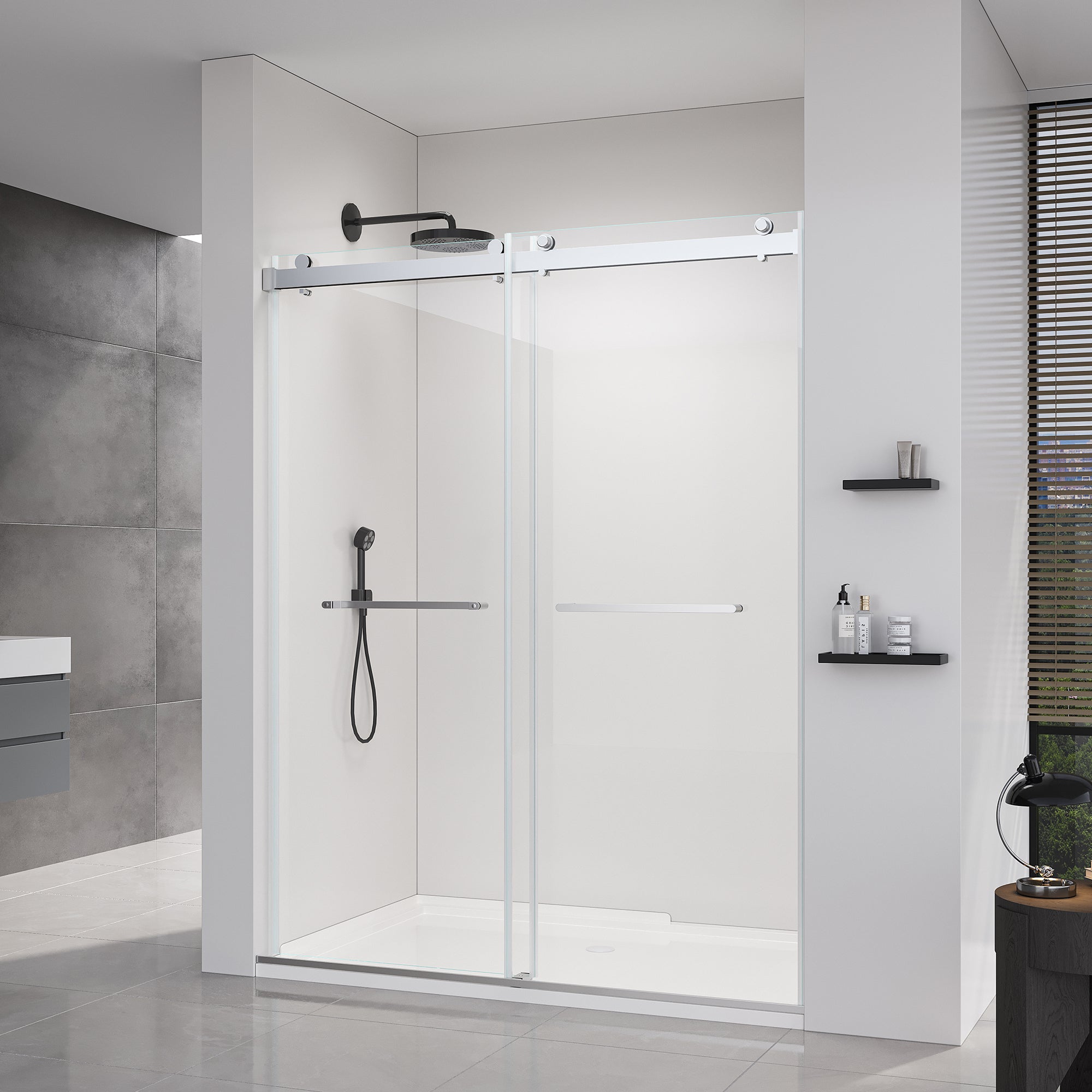 56-60 Inch Double Sliding Frameless Soft-Close Shower Door