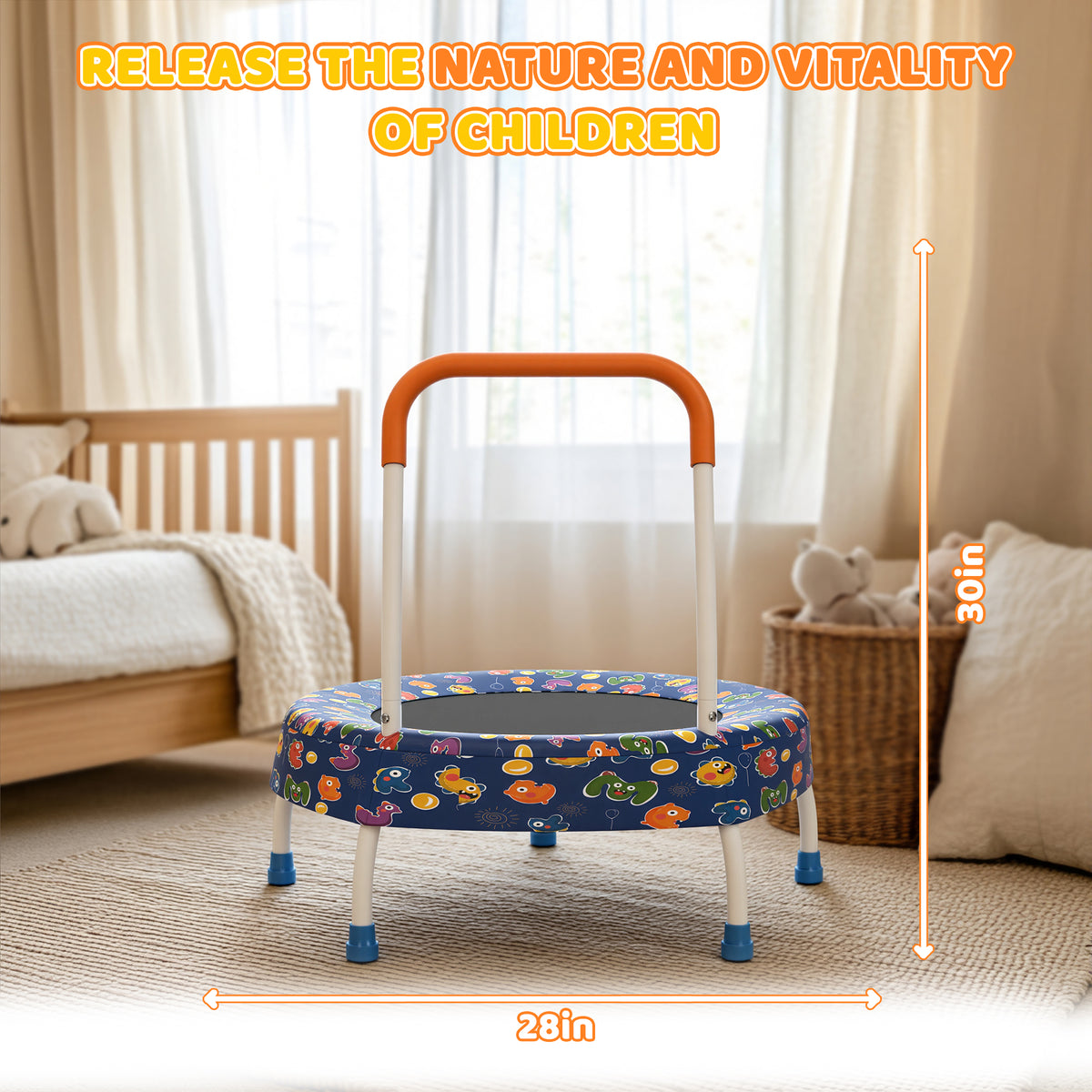 28-Inch Toddler Trampoline for Kids 1 Year Plus with Handle
