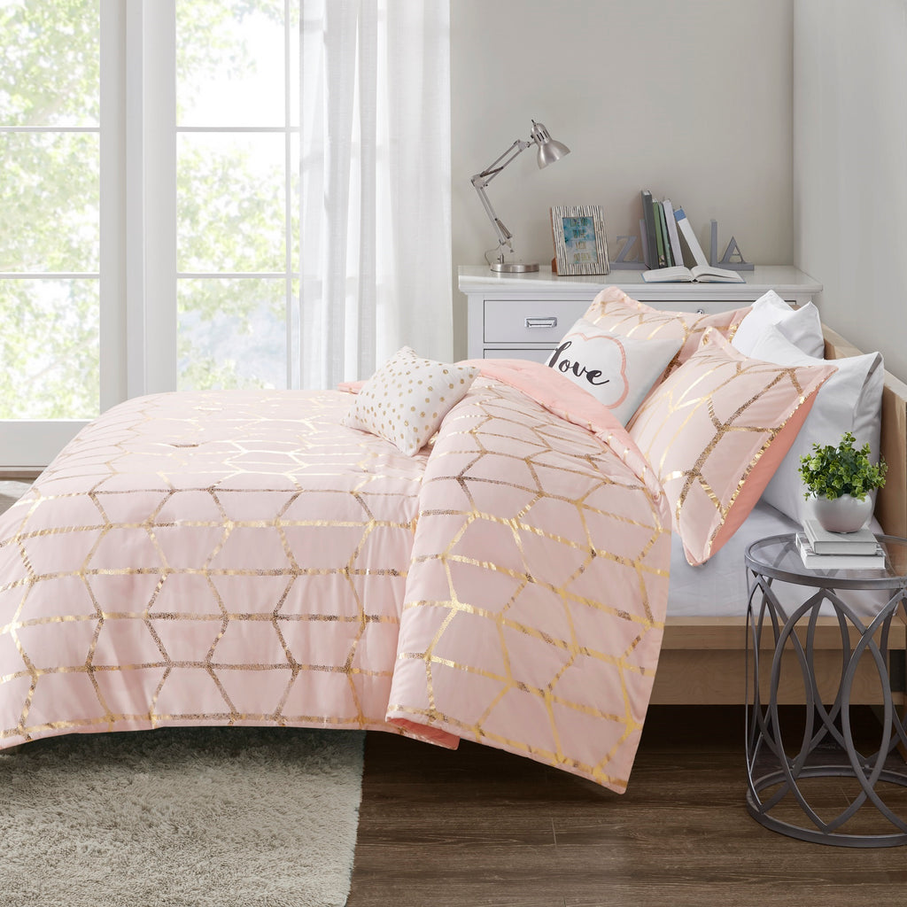 5-Piece King/Cal King 100% Polyester Brushed Printed Comforter Set