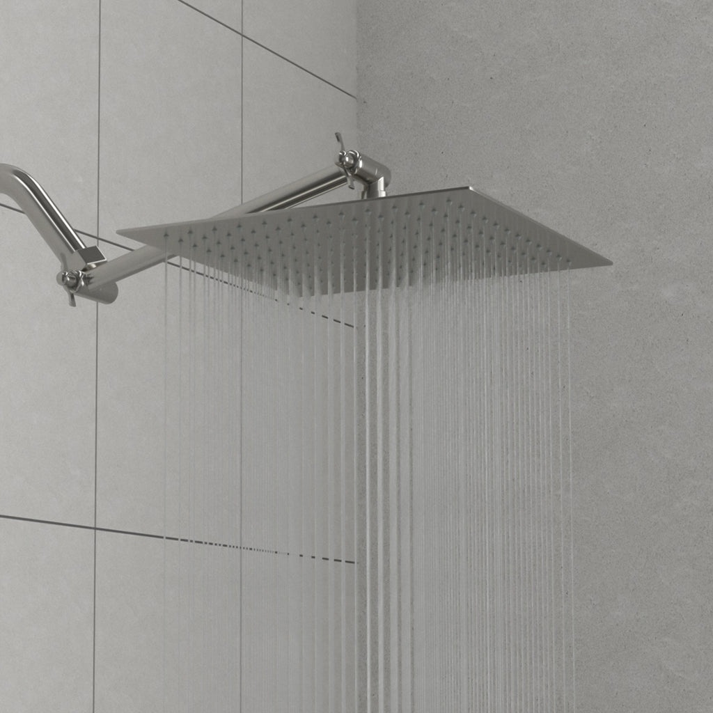 Rain Shower Head With Shower Arm (10 Inch Square, Brushed Nickel)