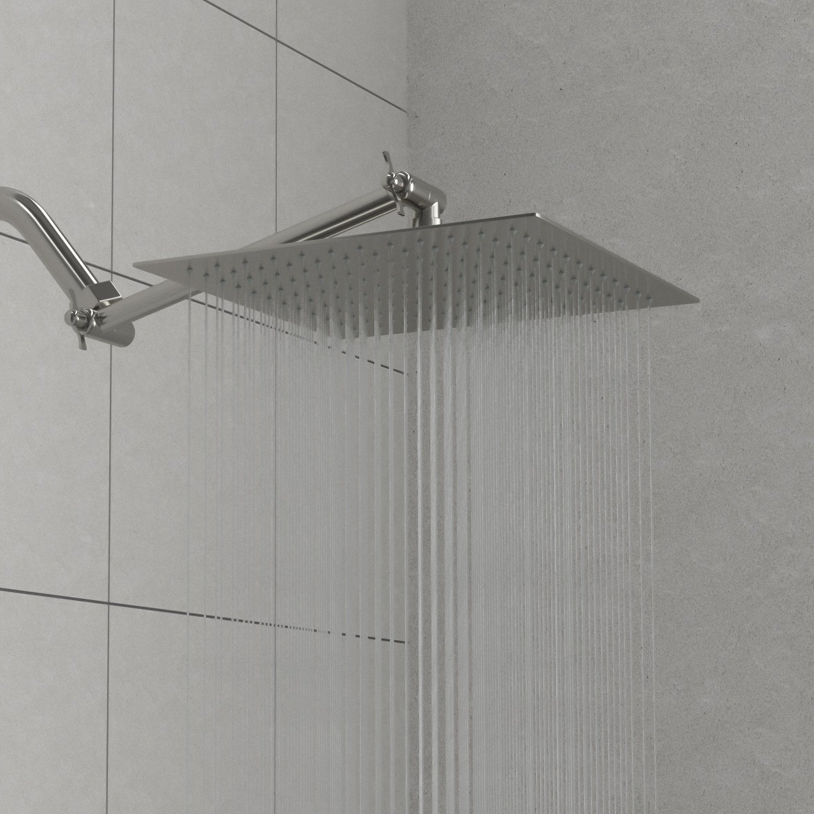 Rain Shower Head With Shower Arm (10 Inch Square, Brushed Nickel)
