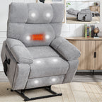 Grey Heat Massage Dual Motor Electric Power Lift Recliner