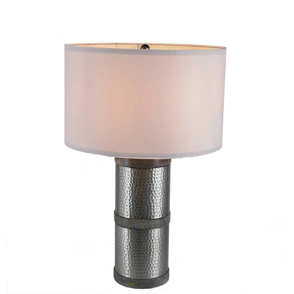 Hammered Iron Table Lamp with Mango Wood