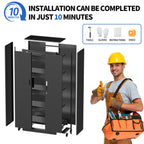71"H Metal Garage Storage Cabinet with Wheels and Lock
