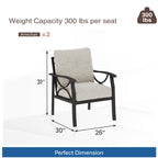 5-Piece Metal Patio Furniture Set, 5-Seat All-Weather Conversation Sofa