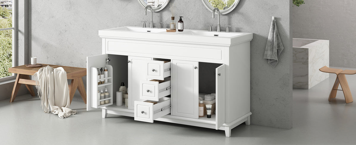60" Bathroom Vanity with Resin Double Sinks