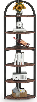 71.65" Tall 6 Tier Rustic Corner Shelf