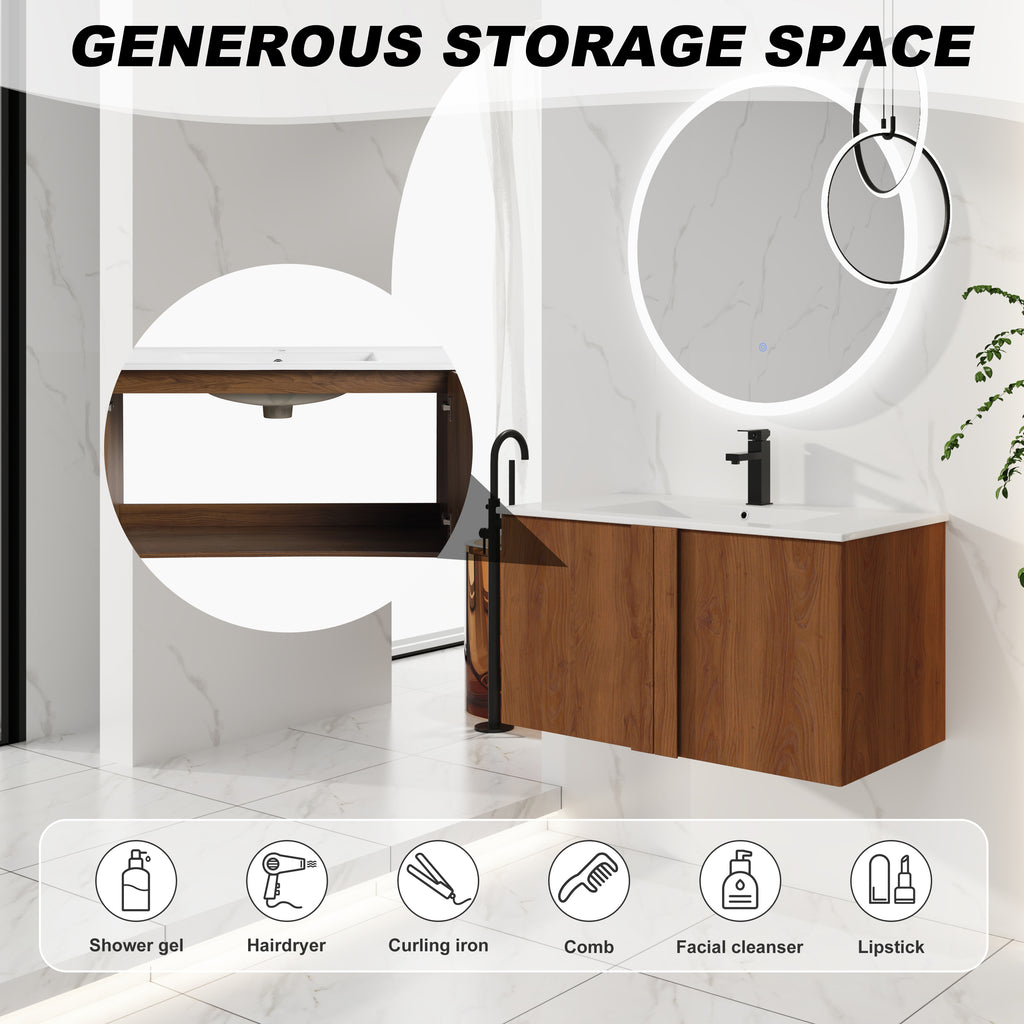 36" Wall-Mounted Bathroom Vanity with Sink Combo