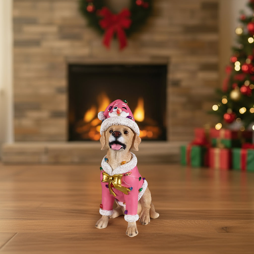 Christmas Labrador Retriever Statue, Holiday Dog Figurine
